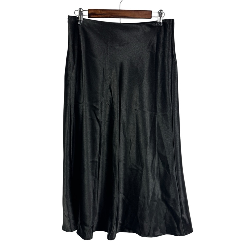 SHEIN Bae Shiny A-Line Side Zip Maxi Skirt Women's‎ Large Black
